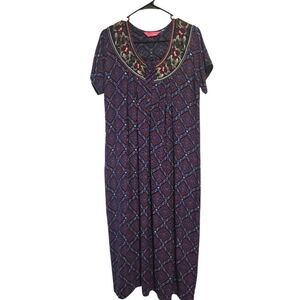 Danvee Concepts Womens House Night Maxi Dress Diamond Pattern, Size L